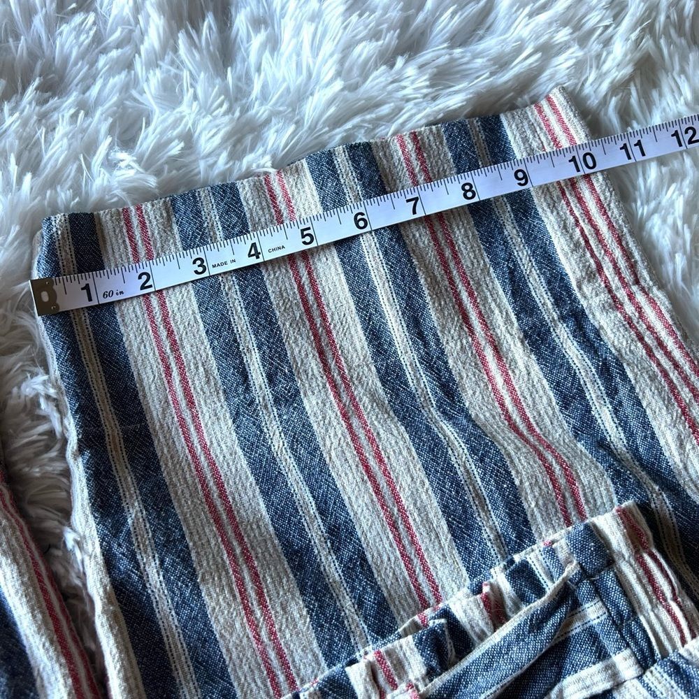 Knox Rose Multicolor Striped Linen Cotton Blend Wide Leg Pants - Picture 4 of 12